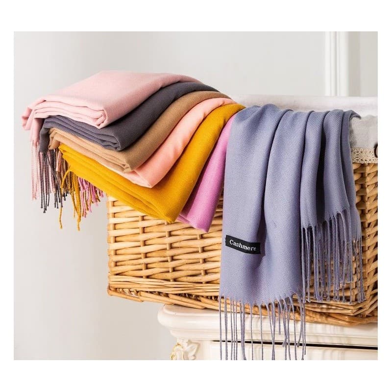 Szal z frędzlami, chusta szary